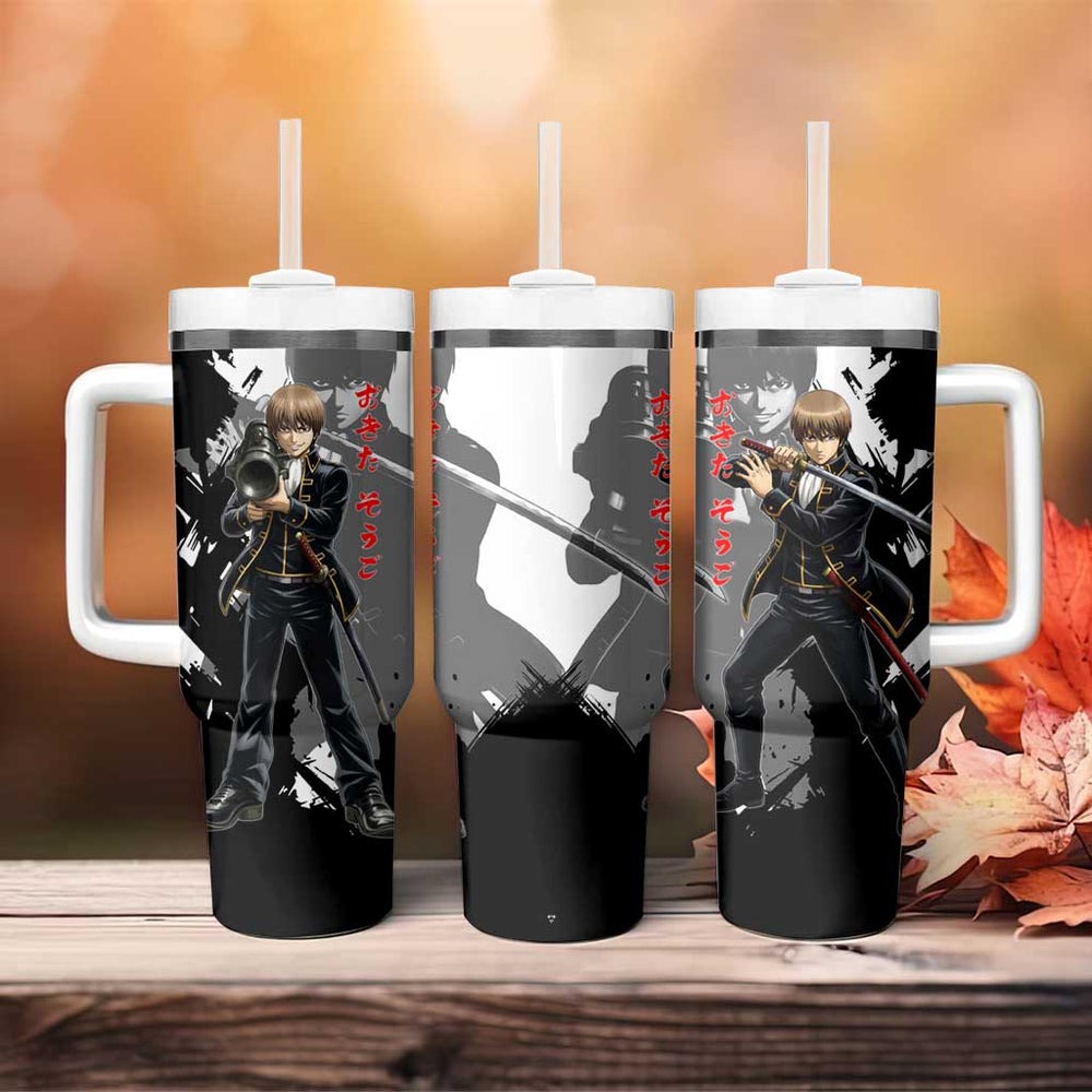 Okita Sougo Tumbler With Handle Modern Shinsengumi Ink Splash Style TS04 Okita Sougo Tumbler With Handle Modern Shinsengumi Ink Splash Style TS04