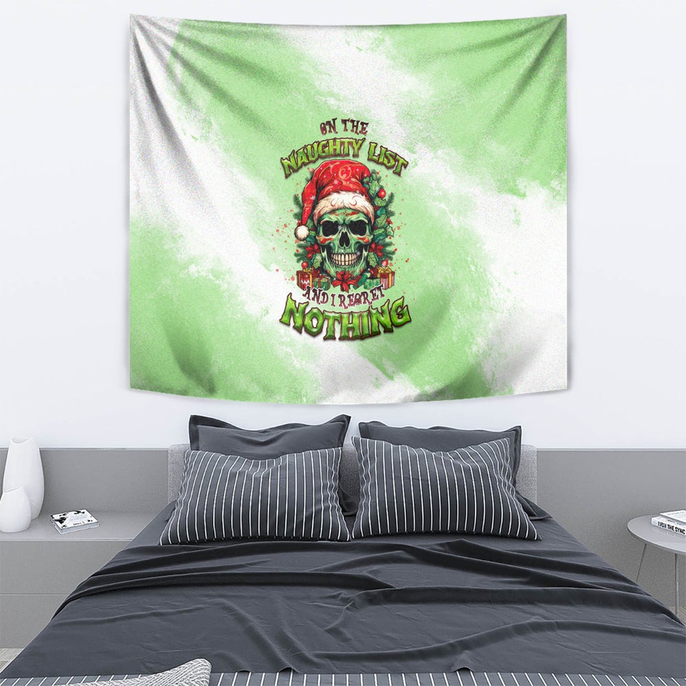 On The Naughty List Skull Christmas Tapestry TS04