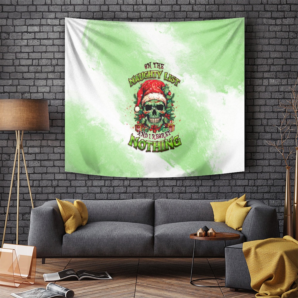 On The Naughty List Skull Christmas Tapestry TS04