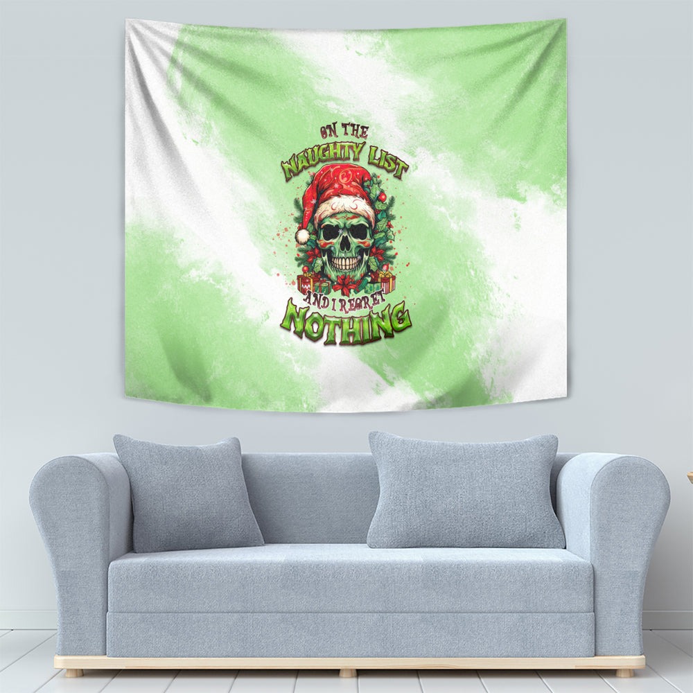On The Naughty List Skull Christmas Tapestry TS04