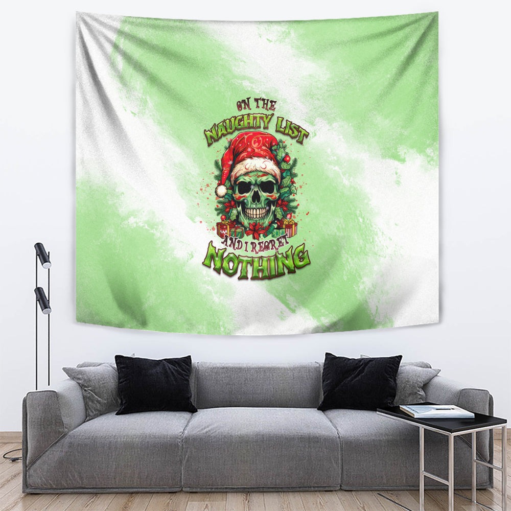 On The Naughty List Skull Christmas Tapestry TS04