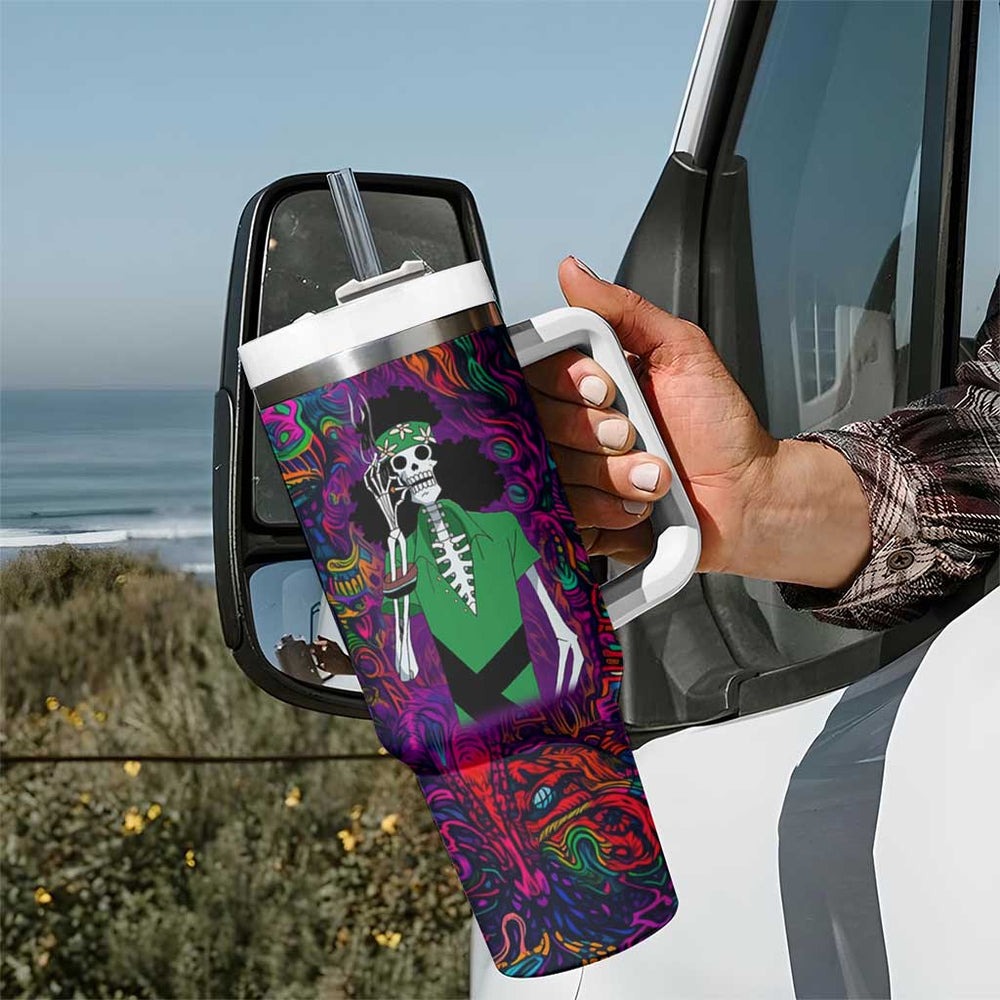 One Piece Hippie Trip Brook Tumbler With Handle Anime Style TS04 One Piece Hippie Trip Brook Tumbler With Handle Anime Style TS04
