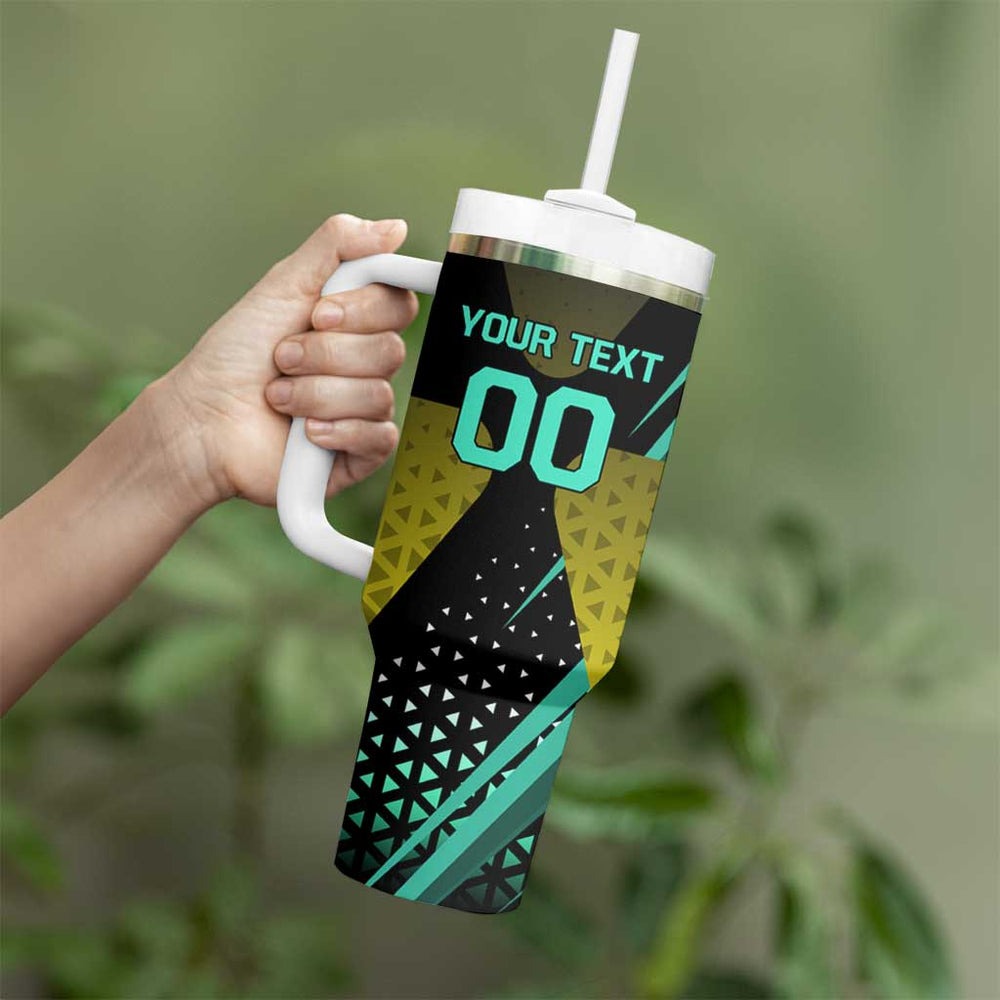 Personalized David Tennis Design Tumbler With Handle with a Cyberpunk Theme, Edgerunners Features Neon Green and Yellow Styling and a Powerful Pose TS04 Personalized David Tennis Design Tumbler With Handle with a Cyberpunk Theme, Edgerunners Features Neon Green and Yellow Styling and a Powerful Pose TS04