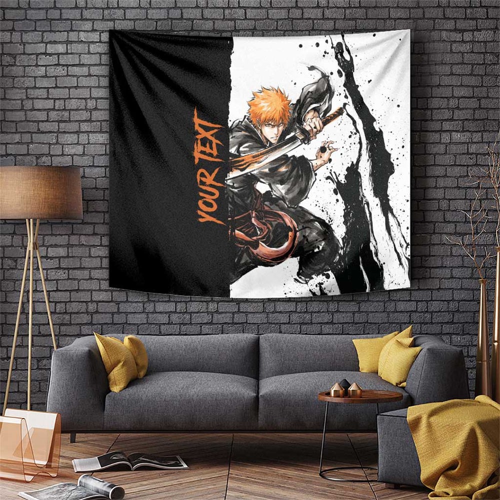 Personalized Ichigo Kurosaki Tumbler With Handle Ink Splash Anime Brush Style TS04 Personalized Ichigo Kurosaki Tumbler With Handle Ink Splash Anime Brush Style TS04