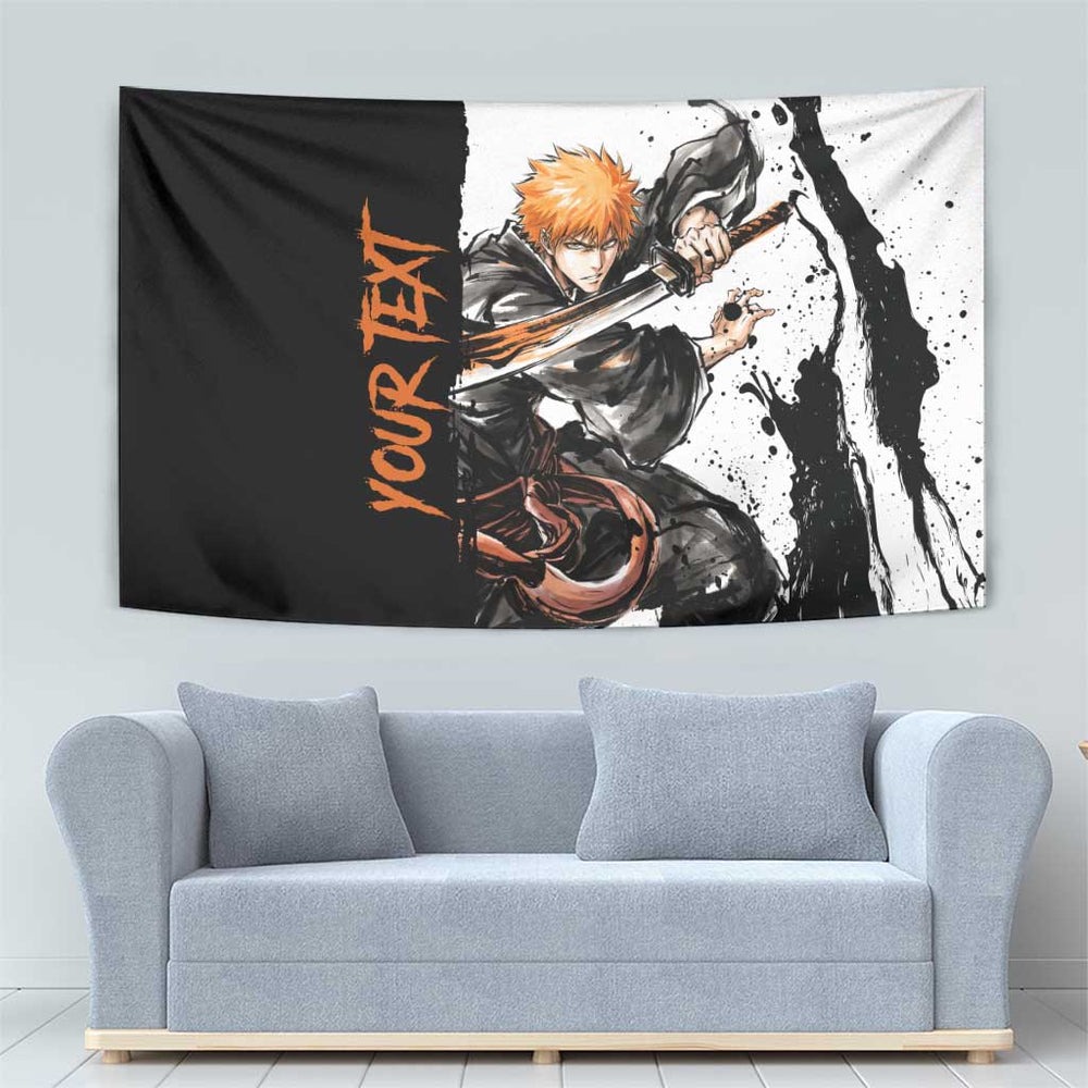 Personalized Ichigo Kurosaki Tumbler With Handle Ink Splash Anime Brush Style TS04 Personalized Ichigo Kurosaki Tumbler With Handle Ink Splash Anime Brush Style TS04