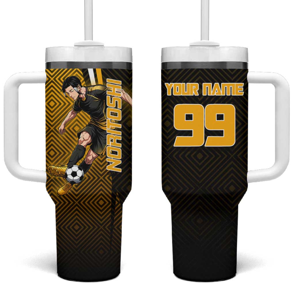 Personalized Noritoshi Kamo Jujutsu Kaisen Tumbler With Handle Anime Soccer Theme with Yellow Geometric Design TS04