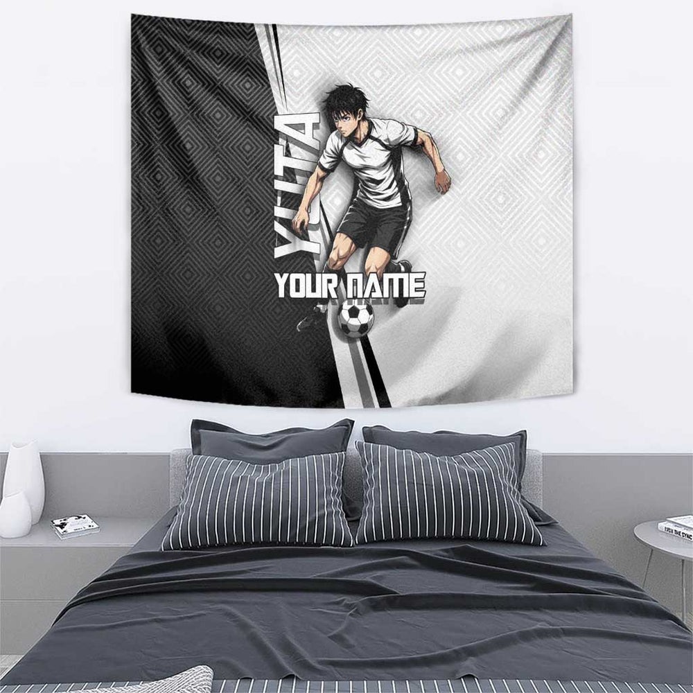 Personalized Okkotsu Yuta Jujutsu Kaisen Soccer Tumbler With Handle with Dribbling Action Pose and Monochrome Geometric Graphic Design TS04 Personalized Okkotsu Yuta Jujutsu Kaisen Soccer Tumbler With Handle with Dribbling Action Pose and Monochrome Geometric Graphic Design TS04