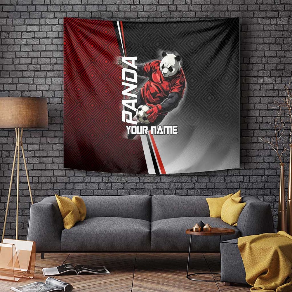 Personalized Panda Jujutsu Kaisen Soccer Theme Tumbler With Handle with Goalkeeper Pose and Red Black Geometric Graphic Design TS04 Personalized Panda Jujutsu Kaisen Soccer Theme Tumbler With Handle with Goalkeeper Pose and Red Black Geometric Graphic Design TS04