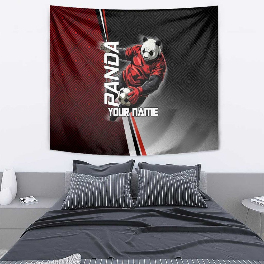 Personalized Panda Jujutsu Kaisen Soccer Theme Tumbler With Handle with Goalkeeper Pose and Red Black Geometric Graphic Design TS04 Personalized Panda Jujutsu Kaisen Soccer Theme Tumbler With Handle with Goalkeeper Pose and Red Black Geometric Graphic Design TS04