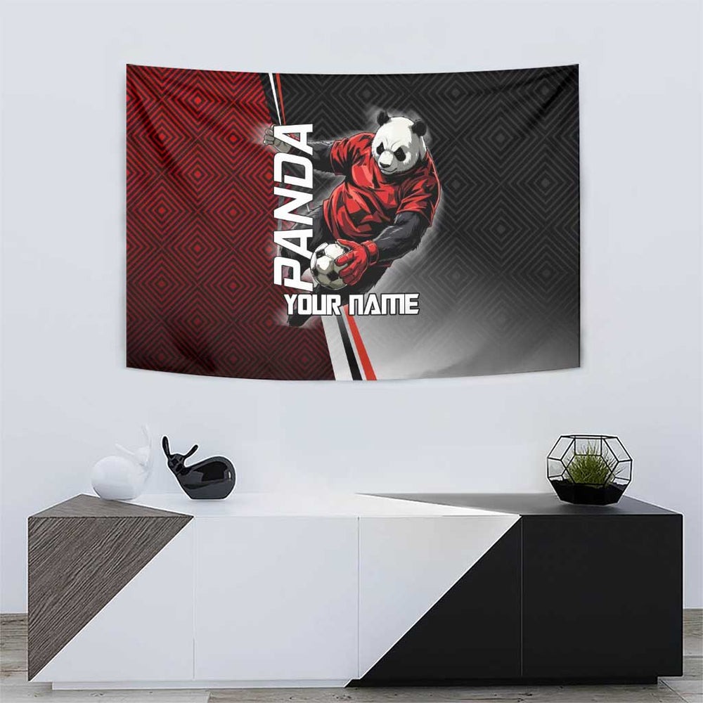 Personalized Panda Jujutsu Kaisen Soccer Theme Tumbler With Handle with Goalkeeper Pose and Red Black Geometric Graphic Design TS04 Personalized Panda Jujutsu Kaisen Soccer Theme Tumbler With Handle with Goalkeeper Pose and Red Black Geometric Graphic Design TS04