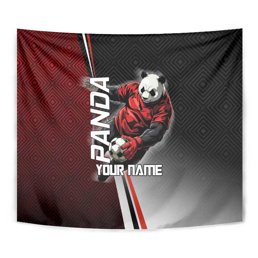 Personalized Panda Jujutsu Kaisen Soccer Theme Tumbler With Handle with Goalkeeper Pose and Red Black Geometric Graphic Design TS04 Personalized Panda Jujutsu Kaisen Soccer Theme Tumbler With Handle with Goalkeeper Pose and Red Black Geometric Graphic Design TS04