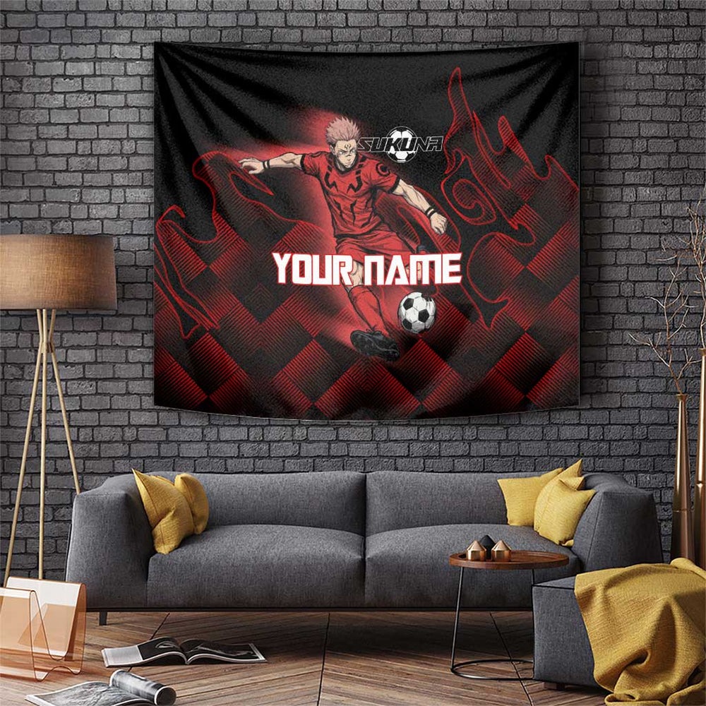 Personalized Sukuna Jujutsu Kaisen Soccer Theme Tumbler With Handle with Powerful Kick Pose and Red Black Plaid Graphic Design TS04 Personalized Sukuna Jujutsu Kaisen Soccer Theme Tumbler With Handle with Powerful Kick Pose and Red Black Plaid Graphic Design TS04