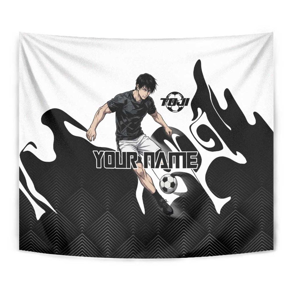 Personalized Toji Fushiguro Jujutsu Kaisen Soccer Theme Tumbler With Handle with Dribbling Pose and Monochrome Black White Flame Graphic Design TS04 Personalized Toji Fushiguro Jujutsu Kaisen Soccer Theme Tumbler With Handle with Dribbling Pose and Monochrome Black White Flame Graphic Design TS04