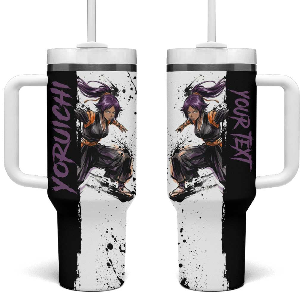 Personalized Yoruichi Shihouin Tumbler With Handle Ink Splash Anime Brush Style TS04