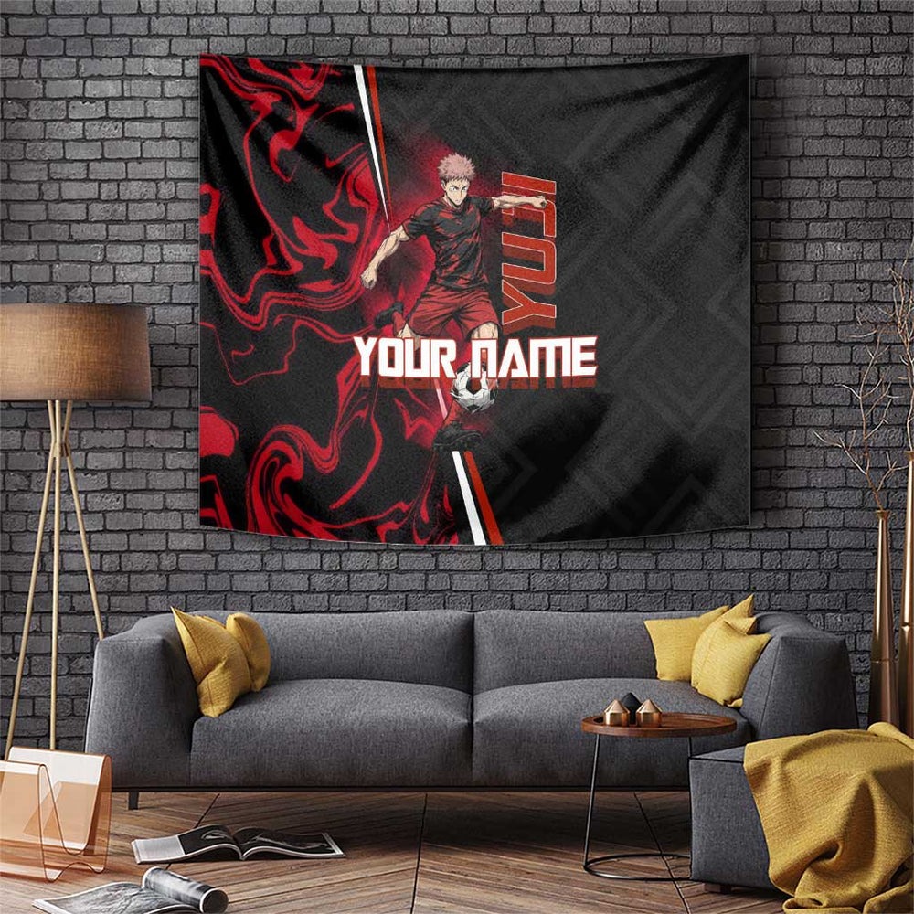 Personalized Yuji Itadori Jujutsu Kaisen Soccer Theme Tumbler With Handle with Dynamic Kick Pose and Red Black Flame Graphic Design TS04 Personalized Yuji Itadori Jujutsu Kaisen Soccer Theme Tumbler With Handle with Dynamic Kick Pose and Red Black Flame Graphic Design TS04
