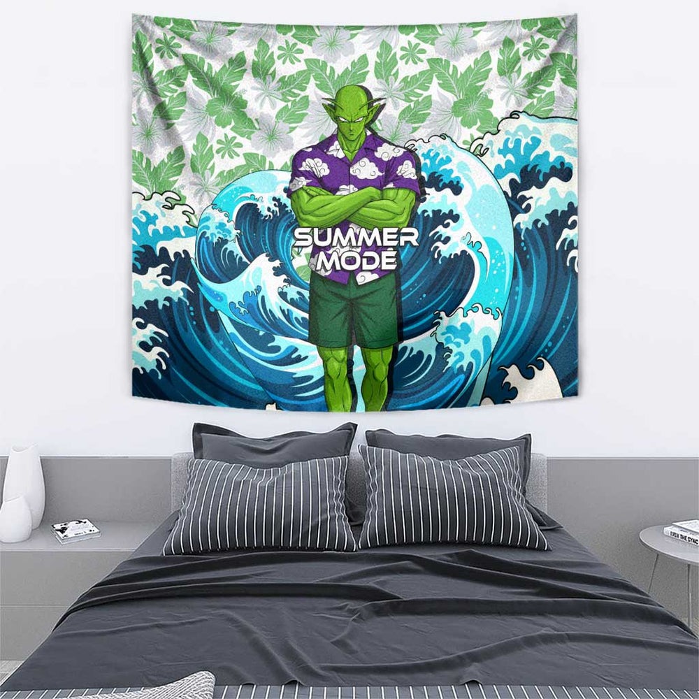 Piccolo Dragon Ball Summer Theme Tumbler With Handle with Tropical Shirt Shenron Background and Ocean Wave Design TS04 Piccolo Dragon Ball Summer Theme Tumbler With Handle with Tropical Shirt Shenron Background and Ocean Wave Design TS04