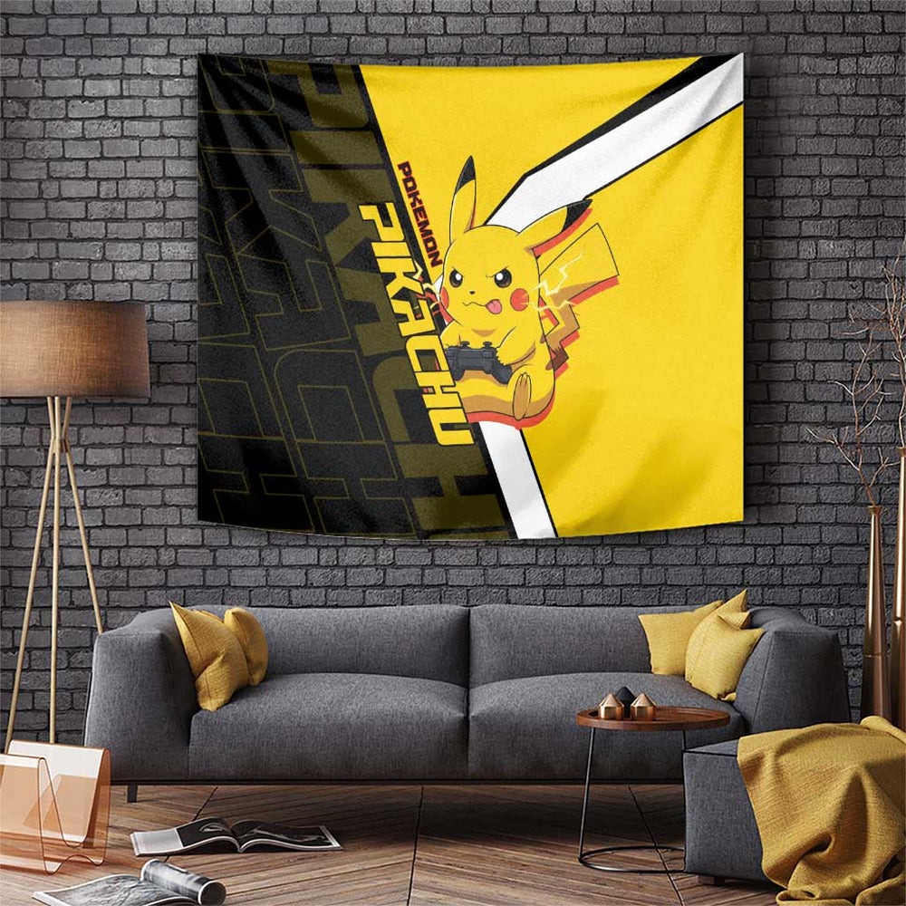 Pikachu Poké Tapestry Vibrant Retro Anime Style TS04 Pikachu Poké Tapestry Vibrant Retro Anime Style TS04