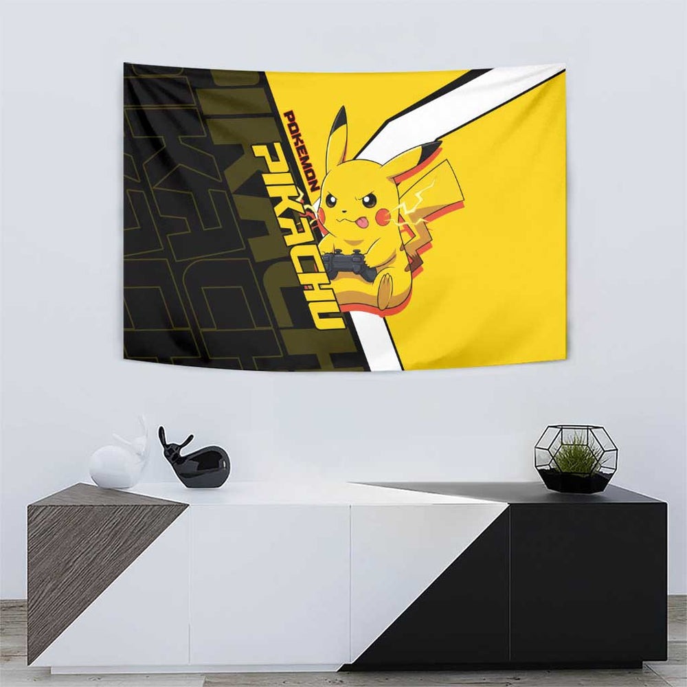 Pikachu Poké Tapestry Vibrant Retro Anime Style TS04 Pikachu Poké Tapestry Vibrant Retro Anime Style TS04
