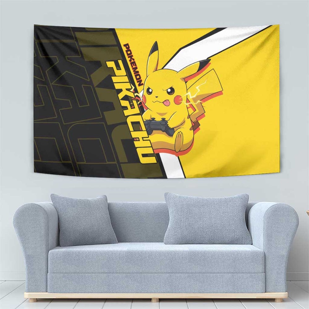 Pikachu Poké Tapestry Vibrant Retro Anime Style TS04 Pikachu Poké Tapestry Vibrant Retro Anime Style TS04