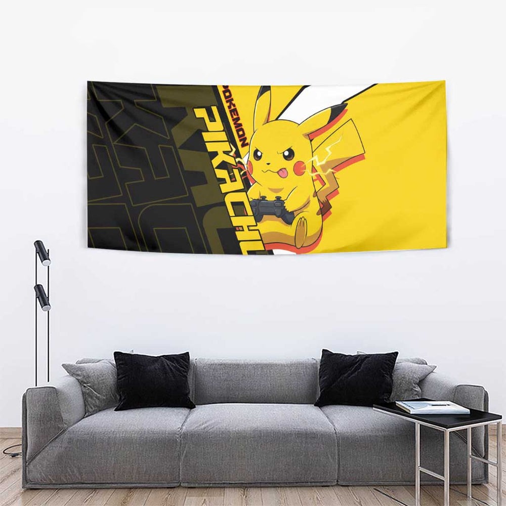 Pikachu Poké Tapestry Vibrant Retro Anime Style TS04 Pikachu Poké Tapestry Vibrant Retro Anime Style TS04