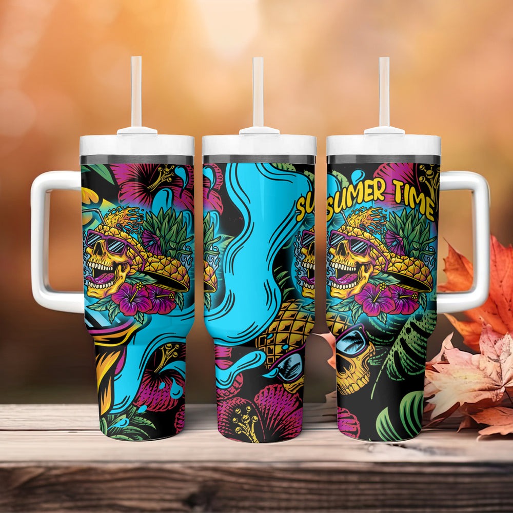 Pineapple Skull Tumbler With Handle Sumer Time TS04 Pineapple Skull Tumbler With Handle Sumer Time TS04