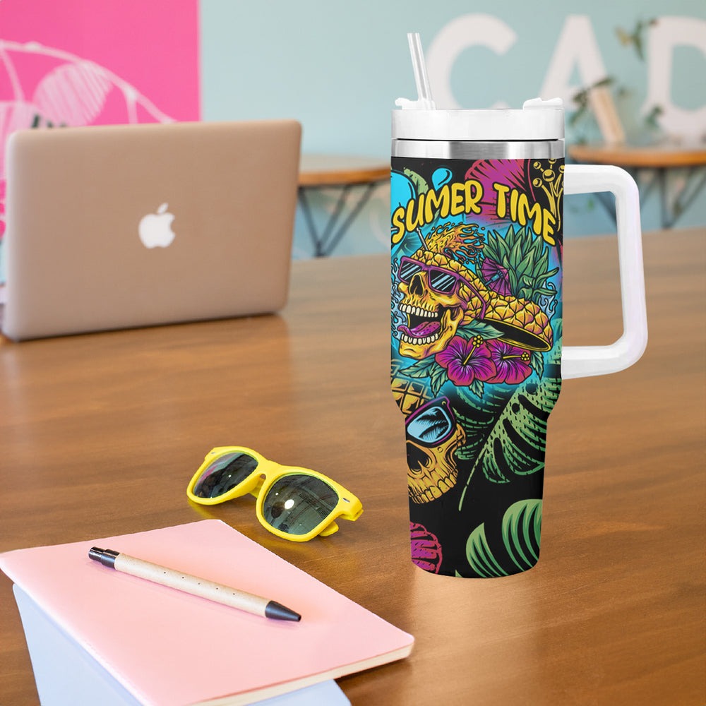 Pineapple Skull Tumbler With Handle Sumer Time TS04 Pineapple Skull Tumbler With Handle Sumer Time TS04