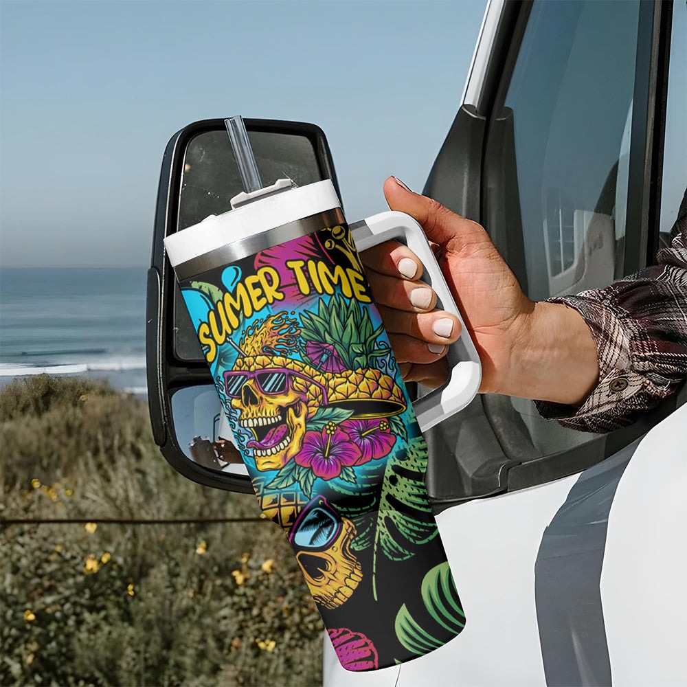 Pineapple Skull Tumbler With Handle Sumer Time TS04 Pineapple Skull Tumbler With Handle Sumer Time TS04