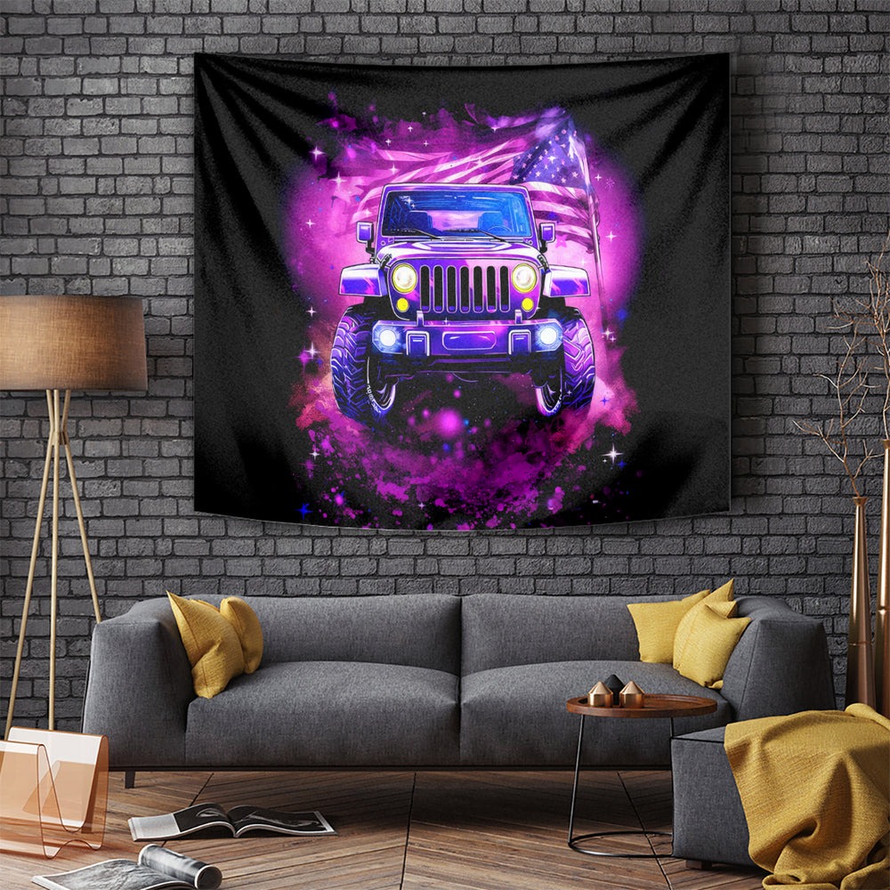 Pink Jeep Tapestry Pink Jeep American Flag DT01 Pink Jeep Tapestry Pink Jeep American Flag DT01
