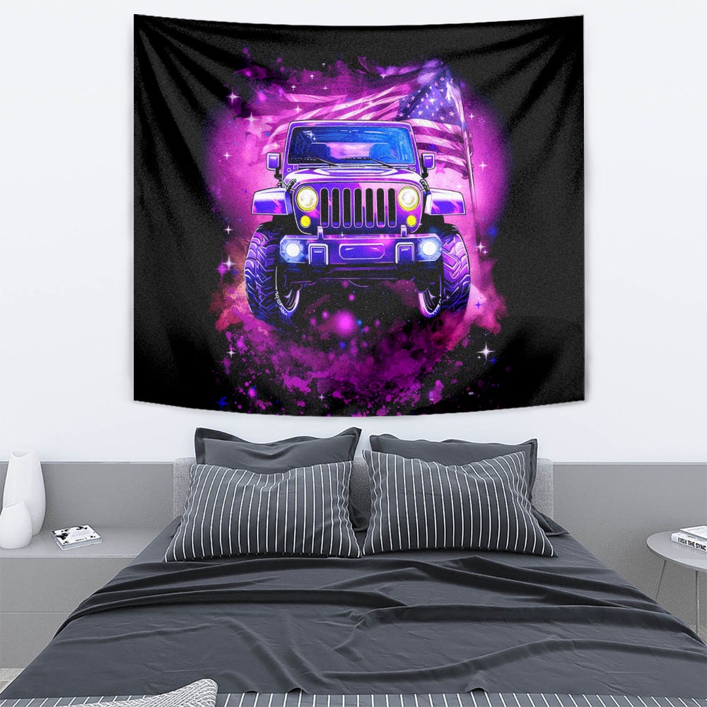 Pink Jeep Tapestry Pink Jeep American Flag DT01 Pink Jeep Tapestry Pink Jeep American Flag DT01