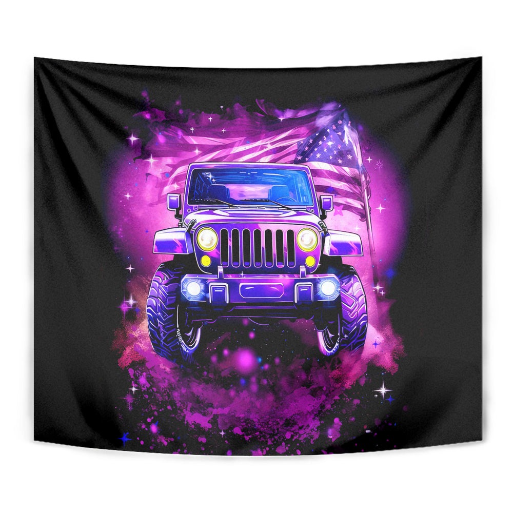 Pink Jeep Tapestry Pink Jeep American Flag DT01 Pink Jeep Tapestry Pink Jeep American Flag DT01