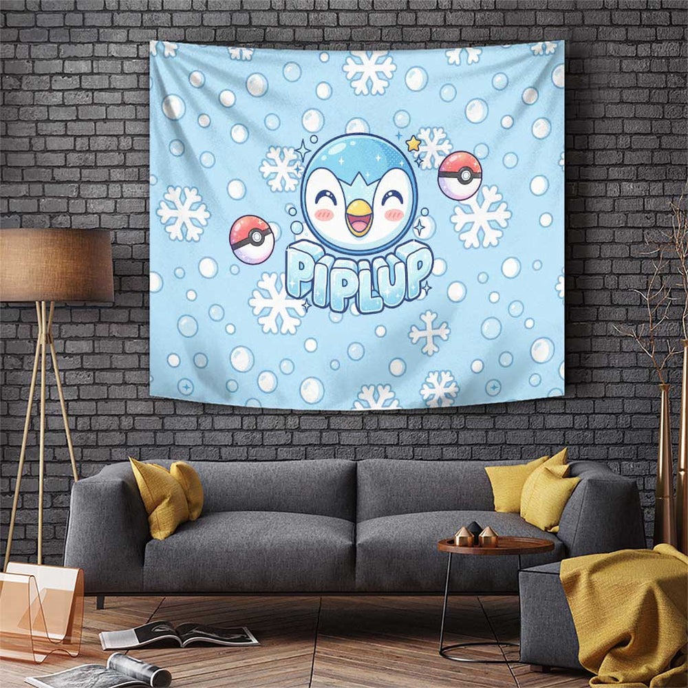 Piplup Tapestry Cute Winter Snowflake Art TS04 Piplup Tapestry Cute Winter Snowflake Art TS04