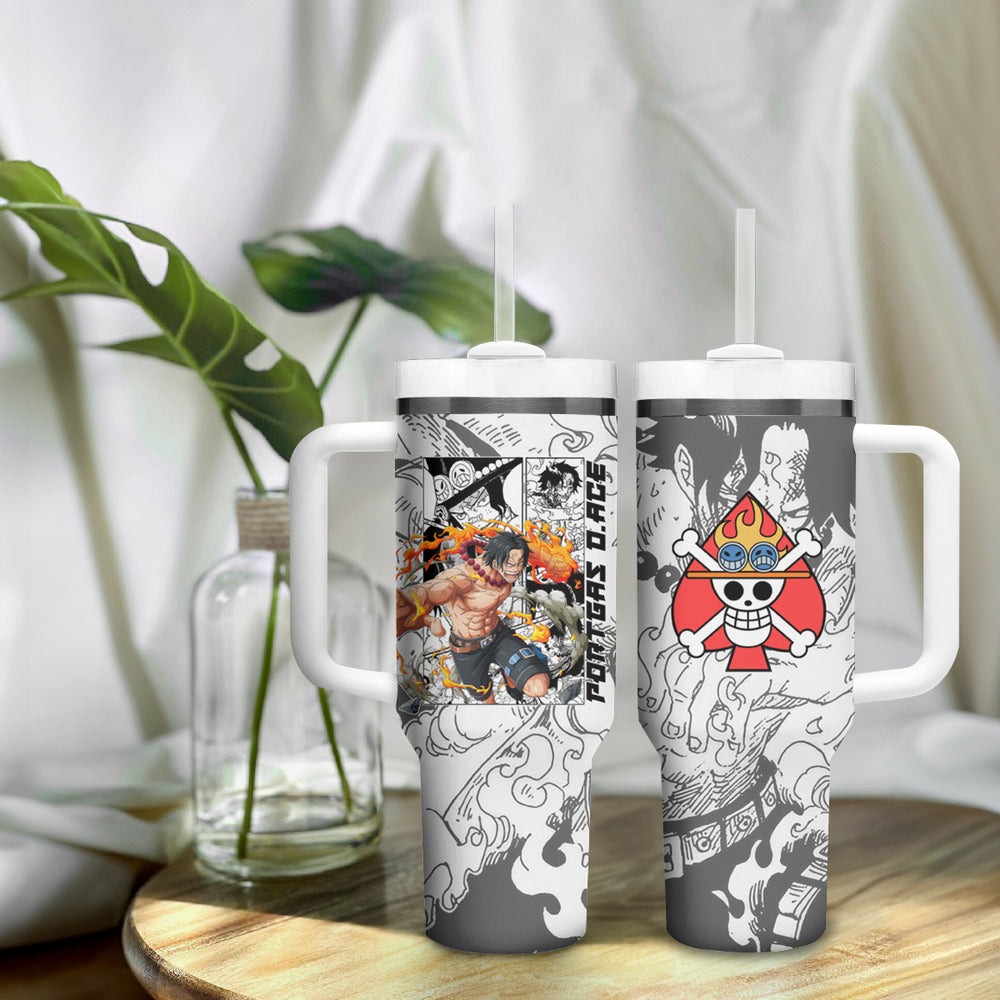 Portgas D. Ace One Piece Tumbler With Handle Japan Style One