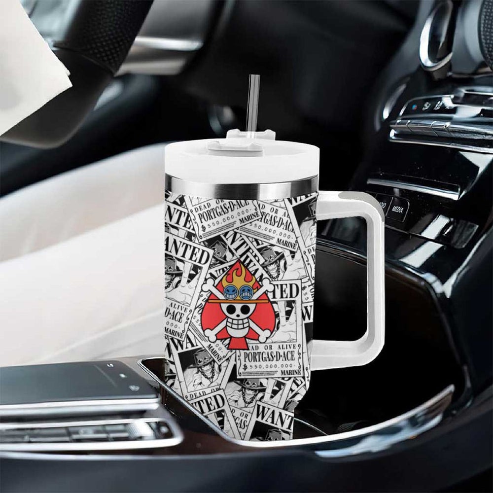Portgas D. Ace Wanted - One Piece Tumbler With Handle Anime Style TS04 Portgas D. Ace Wanted - One Piece Tumbler With Handle Anime Style TS04