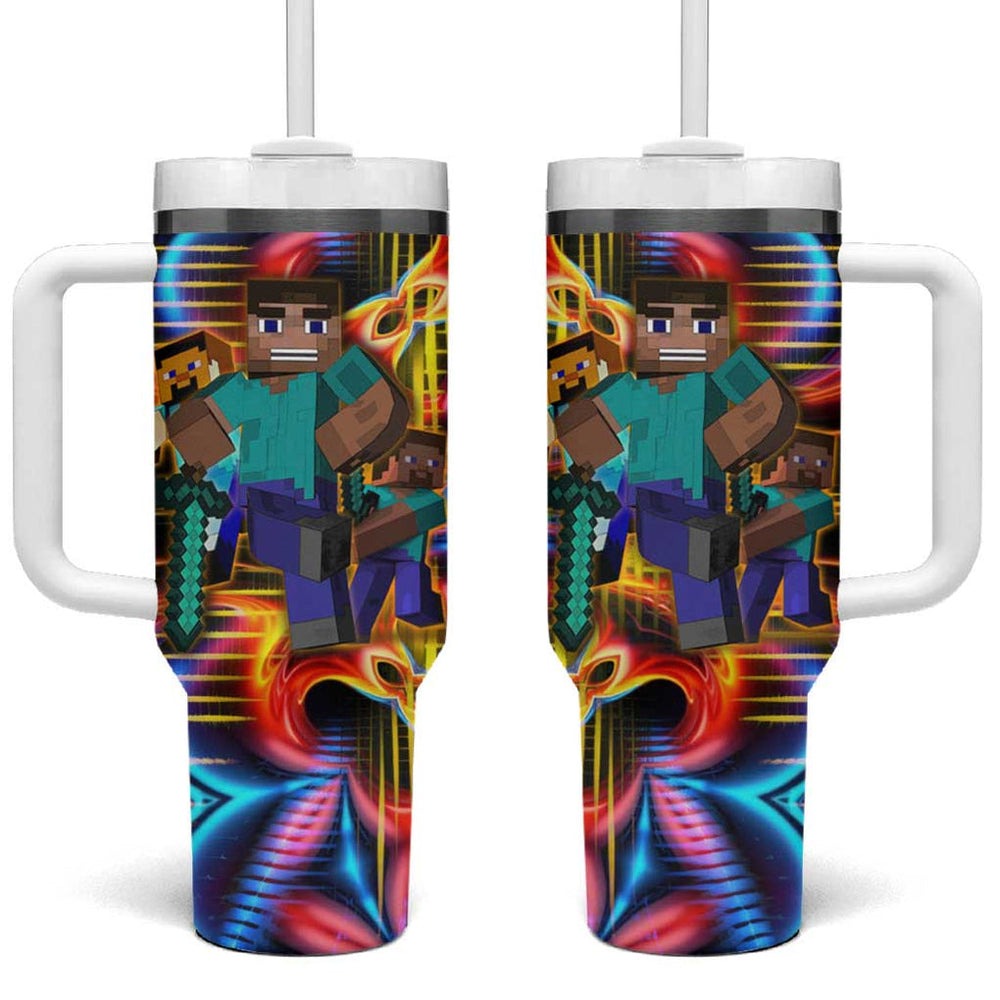 Power Minecraft Tumbler With Handle Game Art Mix Trippy Style TS04 Power Minecraft Tumbler With Handle Game Art Mix Trippy Style TS04