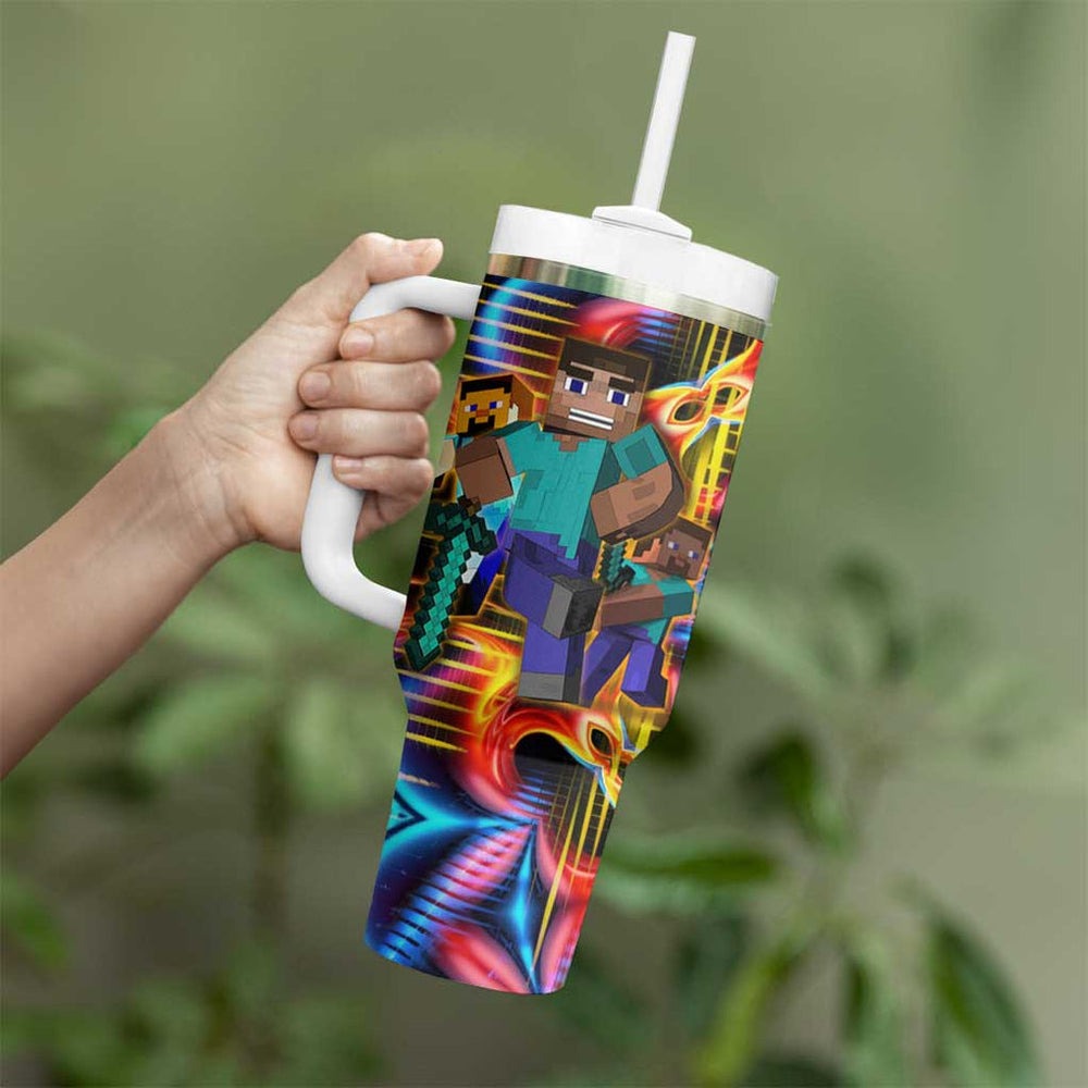 Power Minecraft Tumbler With Handle Game Art Mix Trippy Style TS04 Power Minecraft Tumbler With Handle Game Art Mix Trippy Style TS04