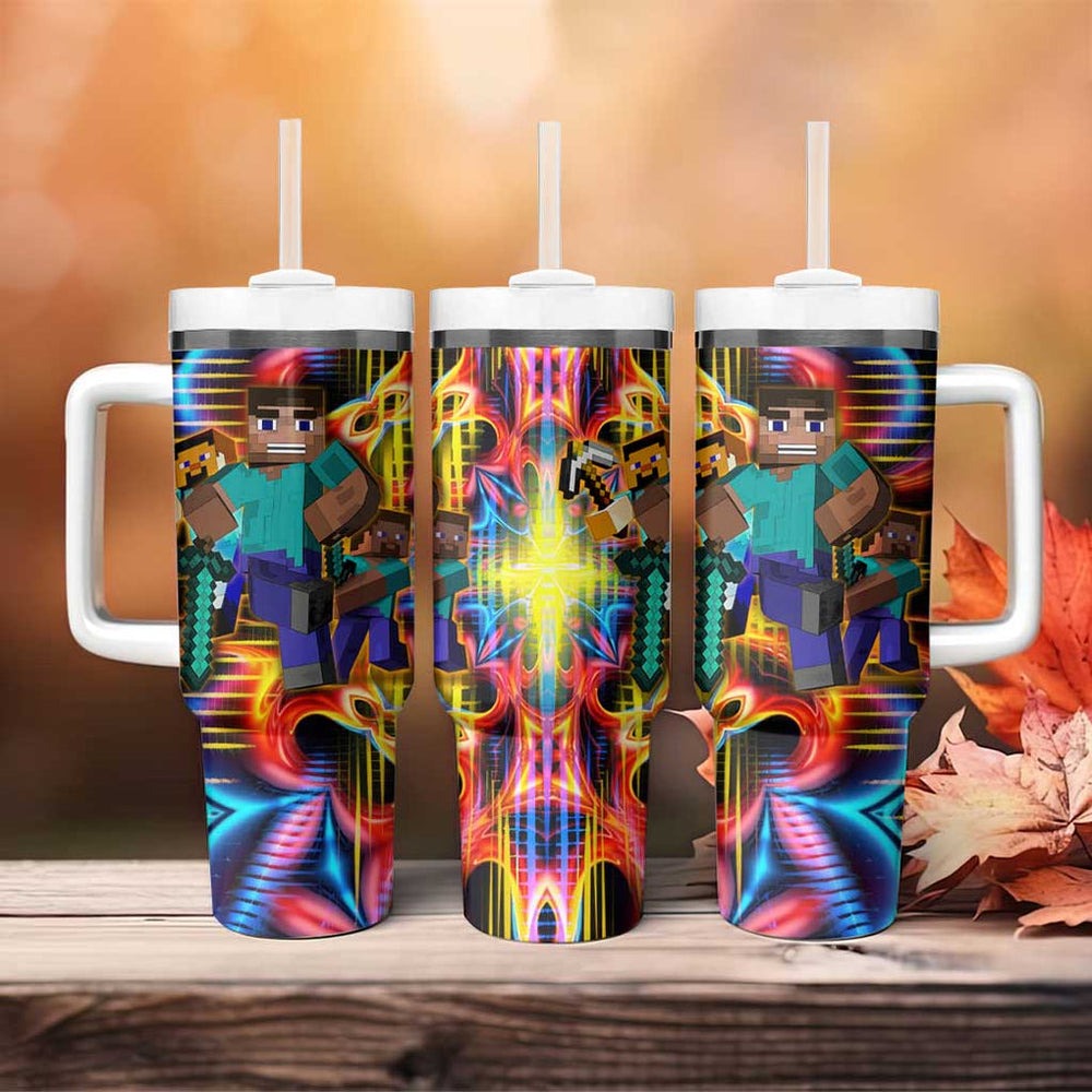 Power Minecraft Tumbler With Handle Game Art Mix Trippy Style TS04 Power Minecraft Tumbler With Handle Game Art Mix Trippy Style TS04