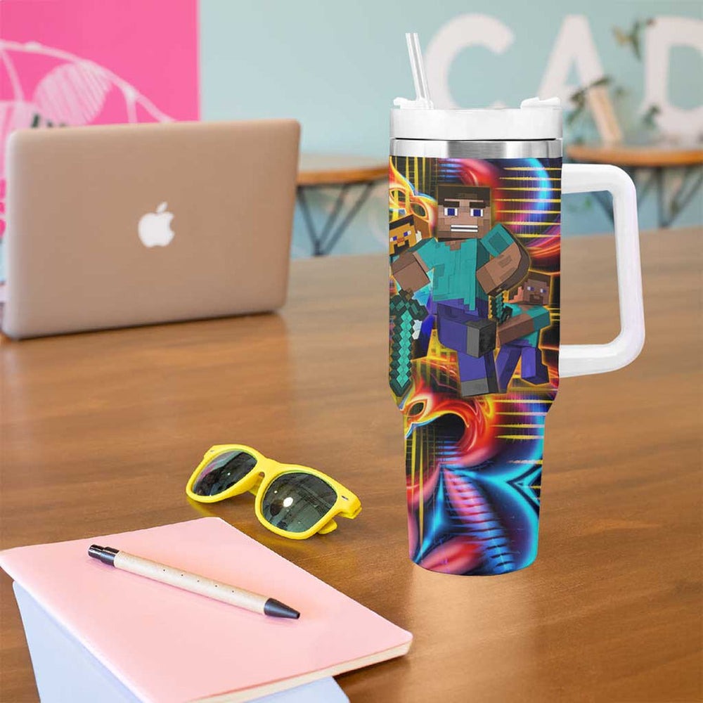 Power Minecraft Tumbler With Handle Game Art Mix Trippy Style TS04 Power Minecraft Tumbler With Handle Game Art Mix Trippy Style TS04