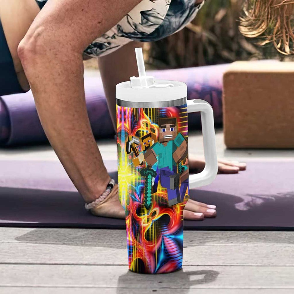 Power Minecraft Tumbler With Handle Game Art Mix Trippy Style TS04 Power Minecraft Tumbler With Handle Game Art Mix Trippy Style TS04