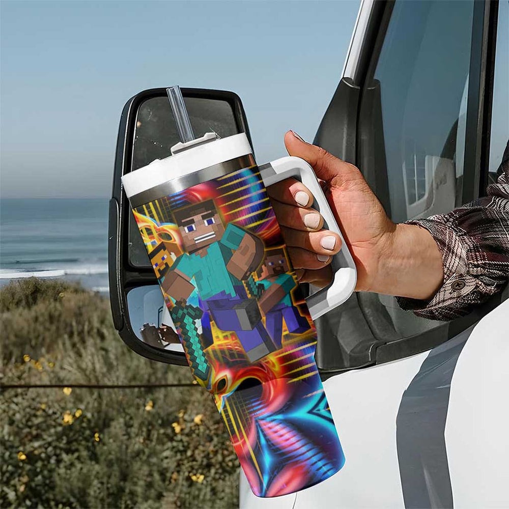 Power Minecraft Tumbler With Handle Game Art Mix Trippy Style TS04 Power Minecraft Tumbler With Handle Game Art Mix Trippy Style TS04