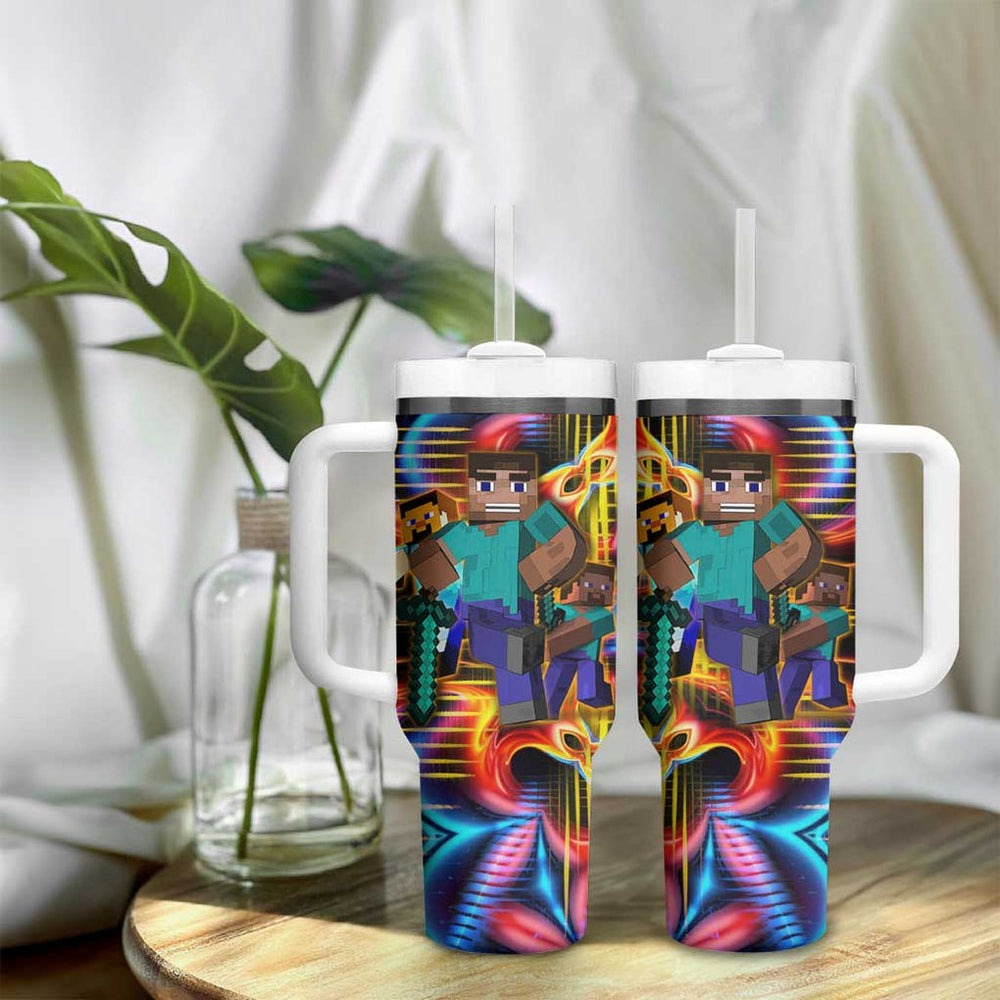 Power Minecraft Tumbler With Handle Game Art Mix Trippy Style TS04 Power Minecraft Tumbler With Handle Game Art Mix Trippy Style TS04