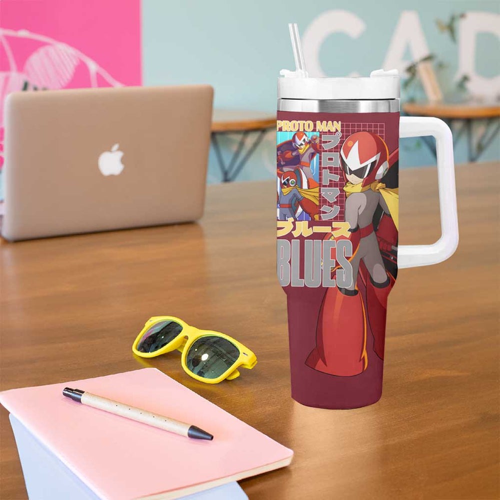 Proto Man Mega Man Tumbler With Handle Japan Anime Style TS04 Proto Man Mega Man Tumbler With Handle Japan Anime Style TS04
