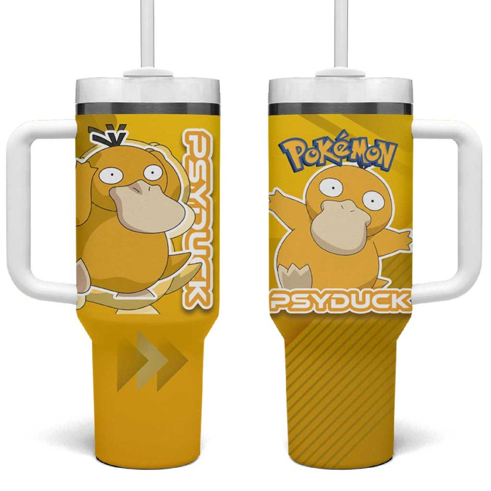 Psyduck Poké Tumbler With Handle Confused Yellow Cartoon Vector Style TS04 Psyduck Poké Tumbler With Handle Confused Yellow Cartoon Vector Style TS04