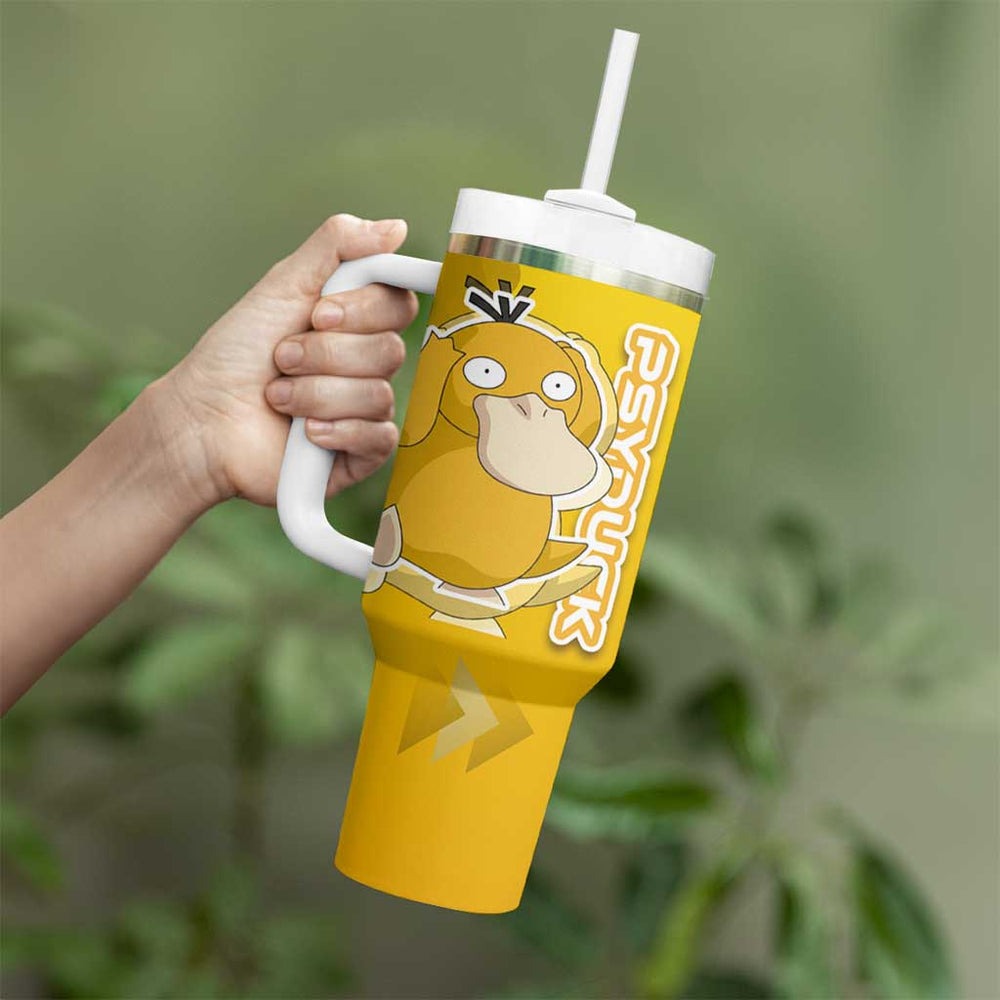 Psyduck Poké Tumbler With Handle Confused Yellow Cartoon Vector Style TS04 Psyduck Poké Tumbler With Handle Confused Yellow Cartoon Vector Style TS04