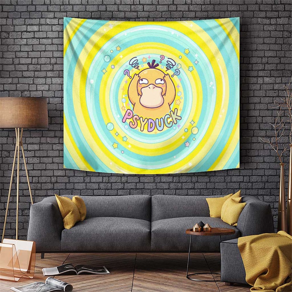 Psyduck Tapestry Vibrant Kawaii Splash Art TS04 Psyduck Tapestry Vibrant Kawaii Splash Art TS04
