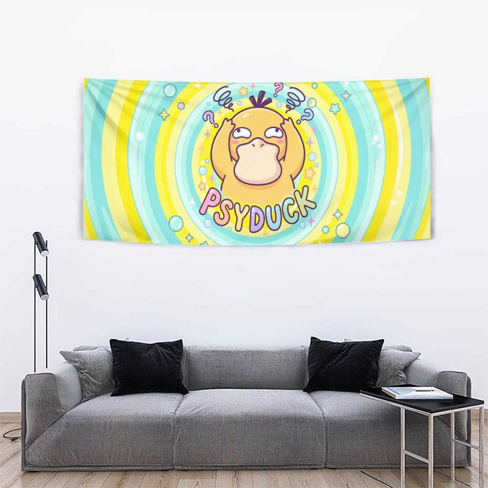 Psyduck Tapestry Vibrant Kawaii Splash Art TS04 Psyduck Tapestry Vibrant Kawaii Splash Art TS04