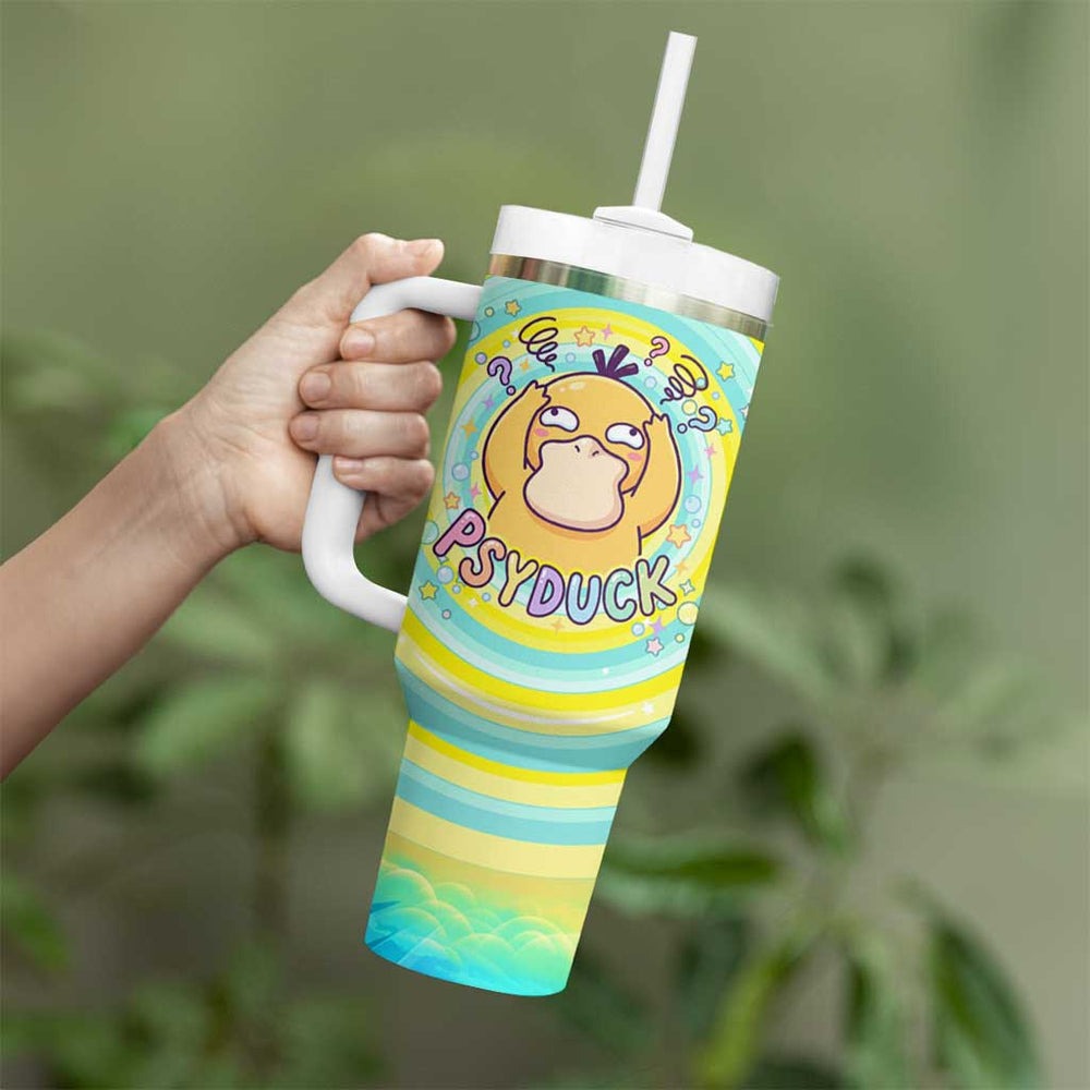 Psyduck Tumbler With Handle Vibrant Kawaii Splash Art TS04 Psyduck Tumbler With Handle Vibrant Kawaii Splash Art TS04