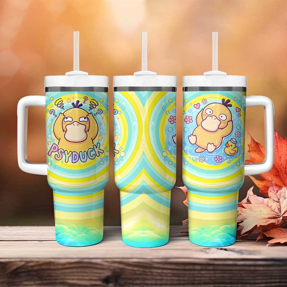 Psyduck Tumbler With Handle Vibrant Kawaii Splash Art TS04 Psyduck Tumbler With Handle Vibrant Kawaii Splash Art TS04