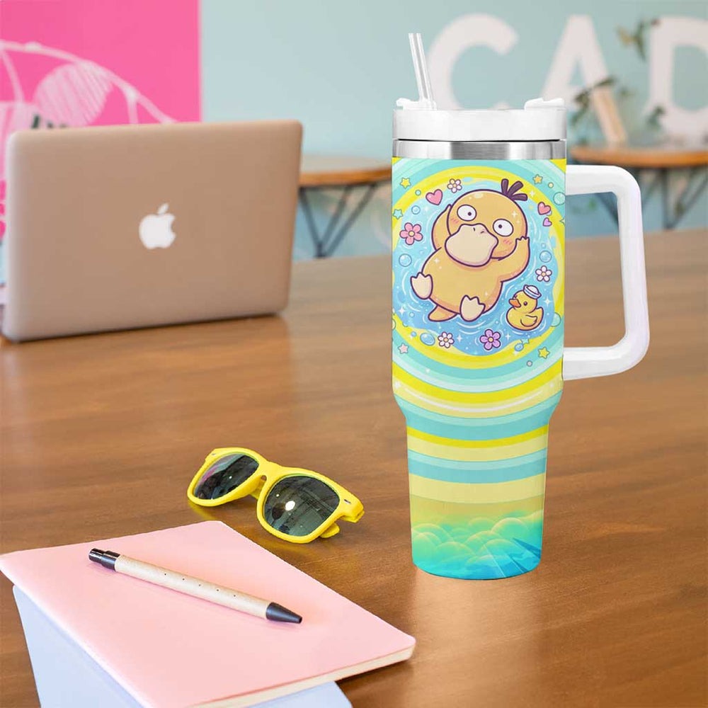 Psyduck Tumbler With Handle Vibrant Kawaii Splash Art TS04 Psyduck Tumbler With Handle Vibrant Kawaii Splash Art TS04
