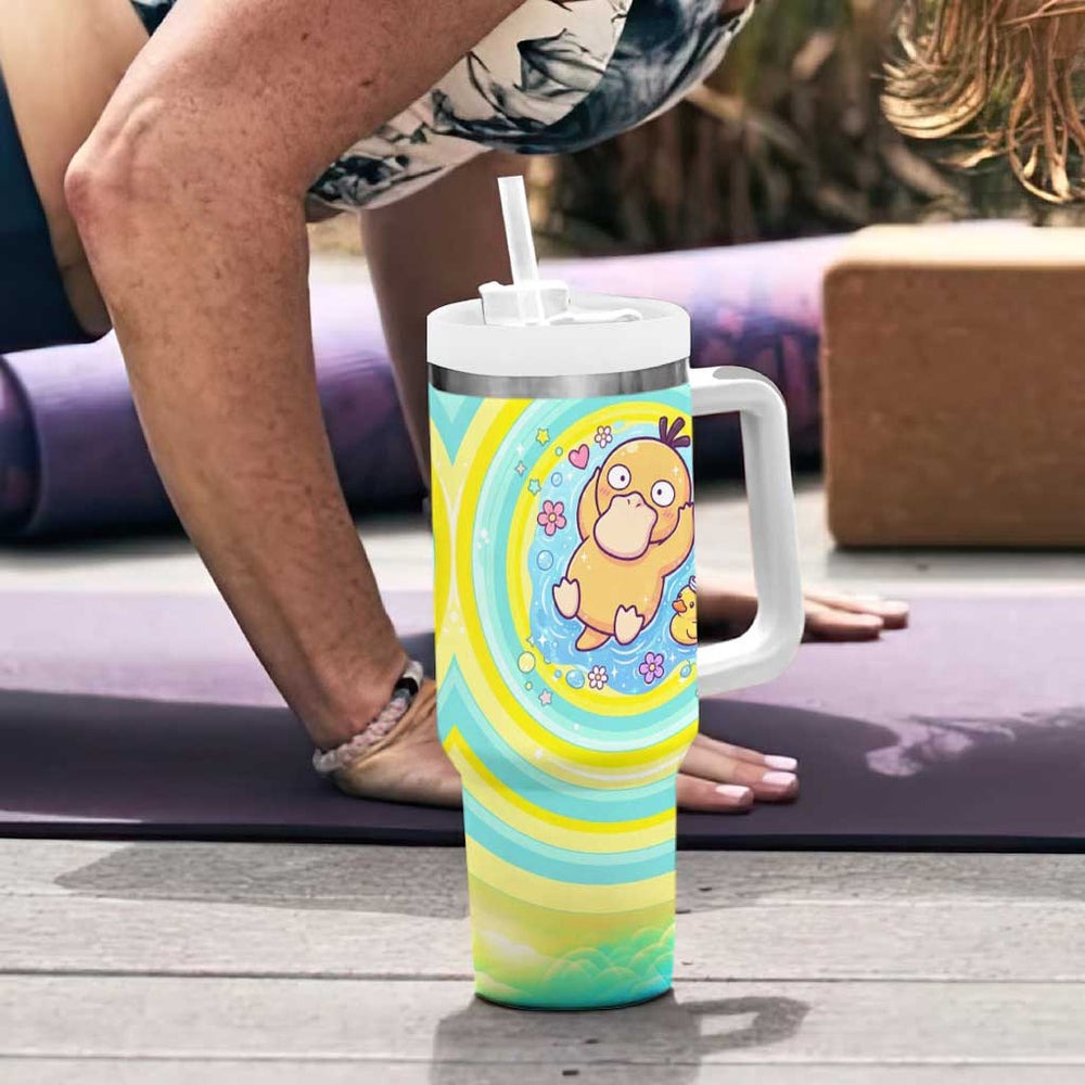 Psyduck Tumbler With Handle Vibrant Kawaii Splash Art TS04 Psyduck Tumbler With Handle Vibrant Kawaii Splash Art TS04