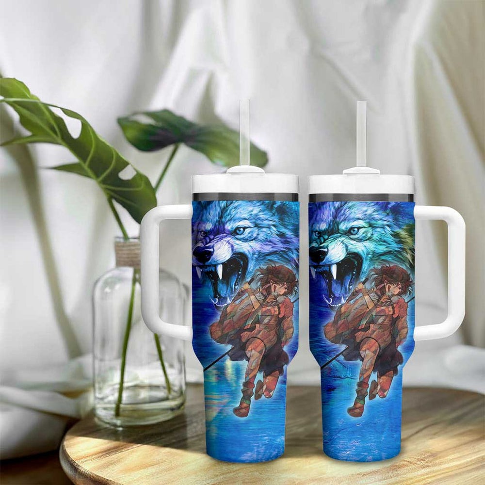 Raging Princess Mononoke Studio Ghibli Tumbler With Handle Trippy Style TS04 Raging Princess Mononoke Studio Ghibli Tumbler With Handle Trippy Style TS04